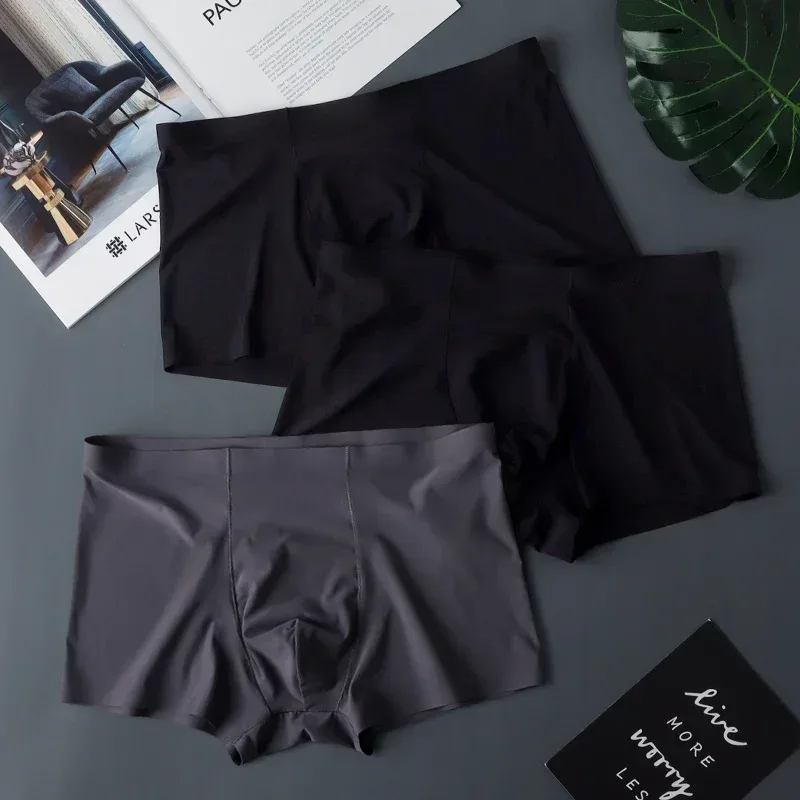 3PCS Mataas na Kalidad ng Panlalaking Ice Silk na Kasuotang Panloob sa Tag-init na Manipis Makahinga na Seamless na Panty Sexy na Panlalaking Panloob na Plus Size — image 17
