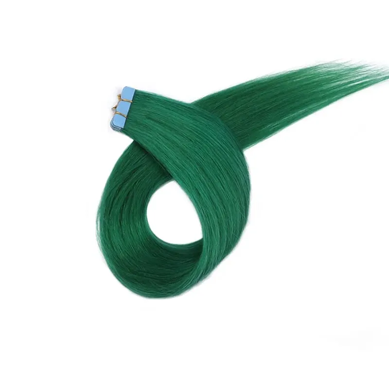 Mini Tape In Hair Extensions Skin Weft Machine-Remy Natural Tape in Extensions Pea Green 10pcs/pack 12-20 inch