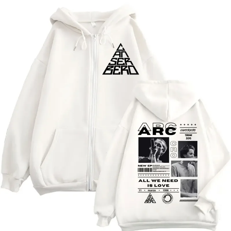Canserbero Tudo o que precisamos é amor Muerte Vida Merch Zipper Hoodie Moda masculina Hip Hop Zip Up Moletons Casual Pulôveres de lã — image 2