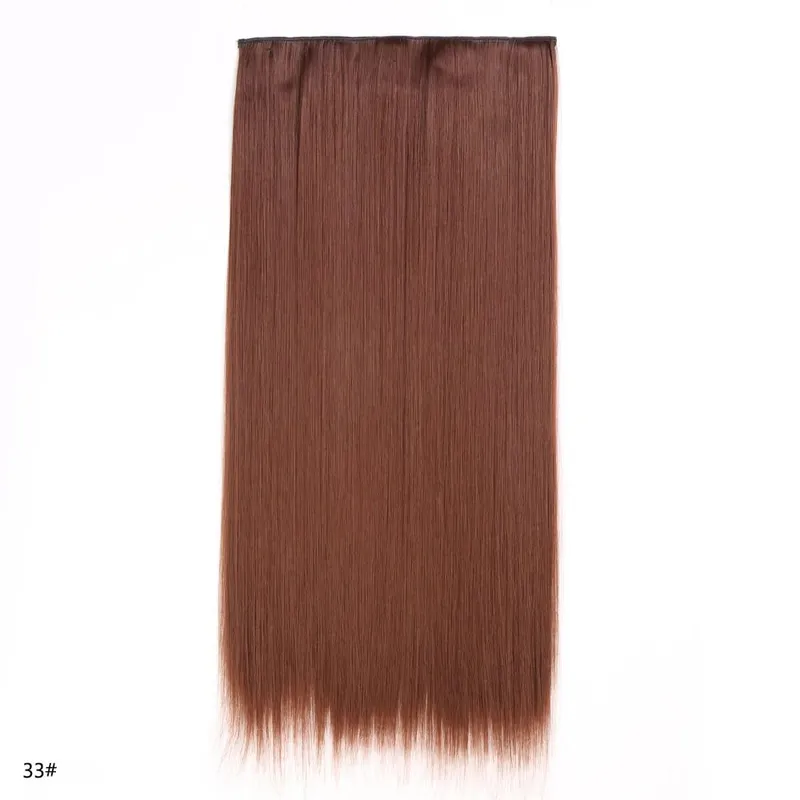Hairpiece 5-Clips One Piece Clip-In Hair Extension Long Straight Hair Voluminous Natural Soft Synthetic Hair for Women Daily Use