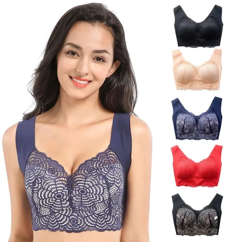 Sexy Plus Size Underwear Seamless Lace Bras Top Wireless Thin Cup Brassierer Sleep Vest Lingerie C D Cup — image 3