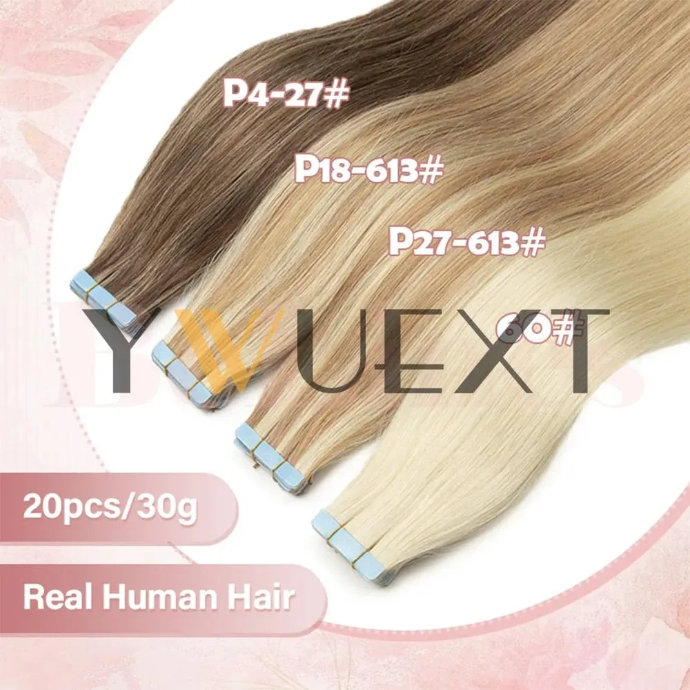 Lightweight Tape in Human Hair Extensions 12-20 inches Seamless PU Skin Weft Tape Hair Natural Straight 20pcs/pack 30G Tape Glue — image 5