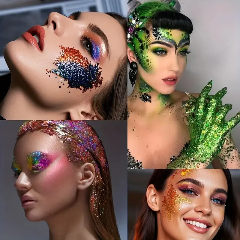 Body Face Glitter Gel Sequins for Eye & Body Hair Makeup Long-Lasting Shimmer Chameleon Gel Decorations Brighten Stage Makeup — image 3