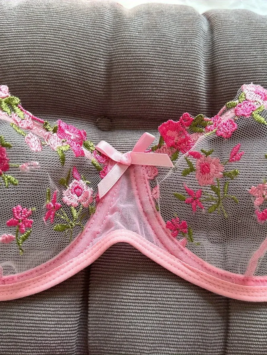 Lingerie feminina noite linda sexy feminina 2 peças floral bordado roupa interior lingerie erótica conjunto conjuntos de mujer — image 6