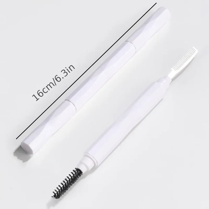 【Y】1Pcs Eyebrow Make Up Brushes Dual Ended Brow Comb Makeup Brush Stainless Steel Eye Lashes Roller Eyelashes White Beauty Tool