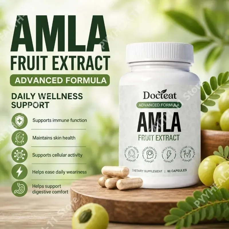 Docteat Amla fruktextraktkapslar för immunstöd och hudhälsa med vitamin C Vitamin B3 CoQ10 och PQQ 60 kapslar — image 2