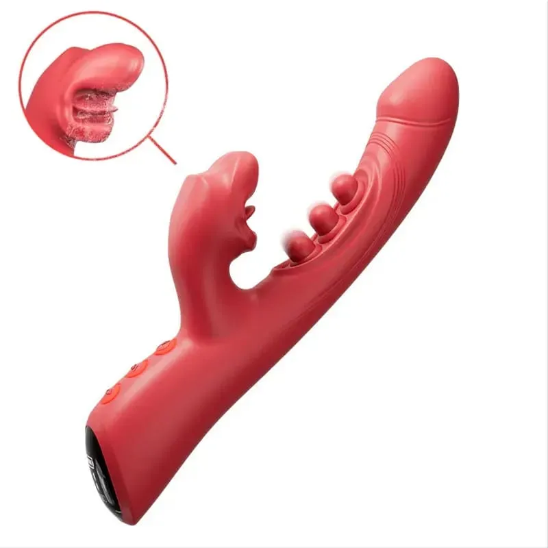 4 i 1 tungslickande klitorisvibrator med 9 flaxande och 8 bitande vibrationslägen G Spotstimulator Dildosexleksaker för kvinnor 18 — image 1