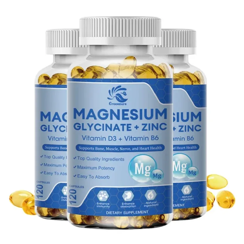Kapsul Magnesium Glycinate D3 B6 untuk Otot Saraf Tidur Relaksasi dan Suplemen Kesihatan Jantung — image 8