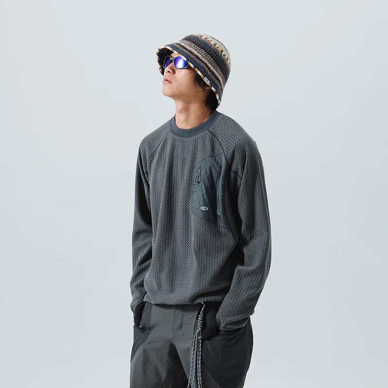 Mountain-Ready Crewneck: Engineered with Ribbed Neck Reflective Logo & Secure Chest Pocket for Outdoor Style Unisex — image 9