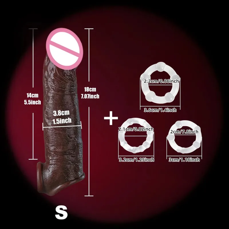 Preservativo realista de pênis de 8 polegadas, brinquedos sexuais para homens, preservativo de silicone reutilizável, extensor de pênis, casais masculinos, brinquedos adultos — image 13