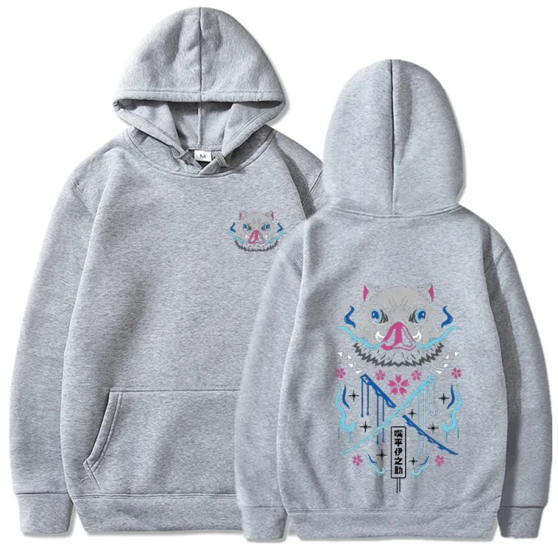 Inosuke anime hoodies das mulheres dos homens kimetsu não yaiba kawaii manga sweatshirts gótico harajuku com capuz pulôver casual streetwear — image 11