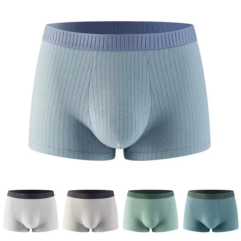 1/4 pçs roupa interior masculina de algodão puro quatro cantos shorts todo algodão antibacteriano virilha adolescente menino roupa interior ângulo plano