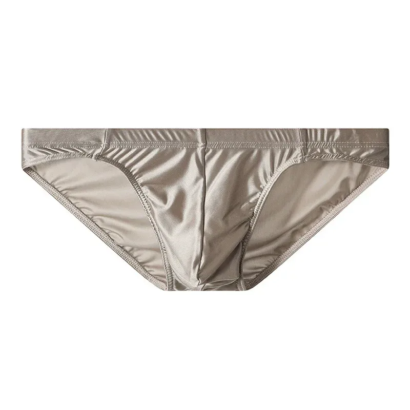 Luxury Satin-like Men Underwear Ice Silk Thin Smooth Briefs Sexy Breathable Underpants U Bulge Pouch Quick Drying Panties Cuecas