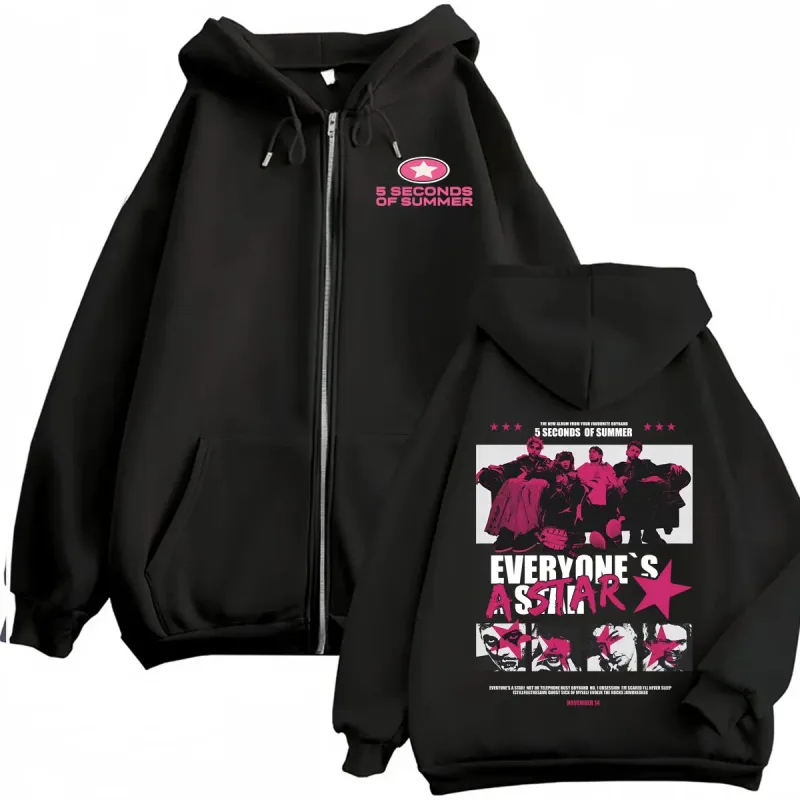 5 Segundo ng Tag-init Lahat ay Bituin 2026 World Tour Zipper Hoodies Coat Lalaki Babae Harajuku Hip Hop Rock Punk Jacket Sweatshirt — image 1