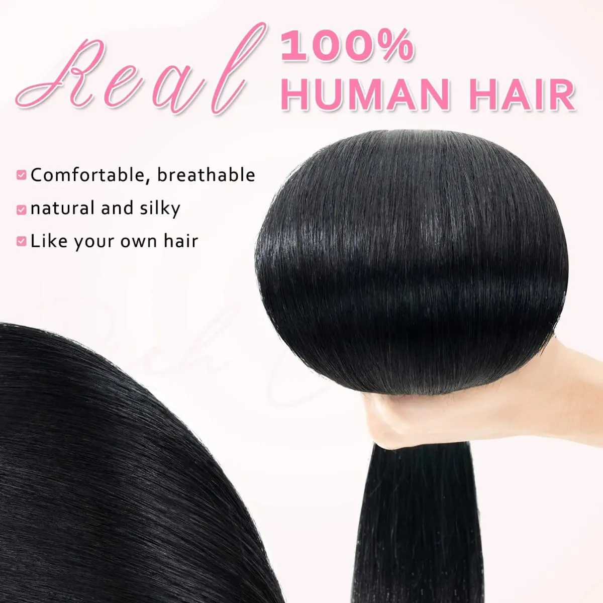 Straight Tape in Hair Extensions Human Hair Natural Black #1B Remy Tape in Human Hair Extensions for Women Double Sided Seamless Thick End Silky Straight 20pcs 50 Gram 26 Inch — image 7