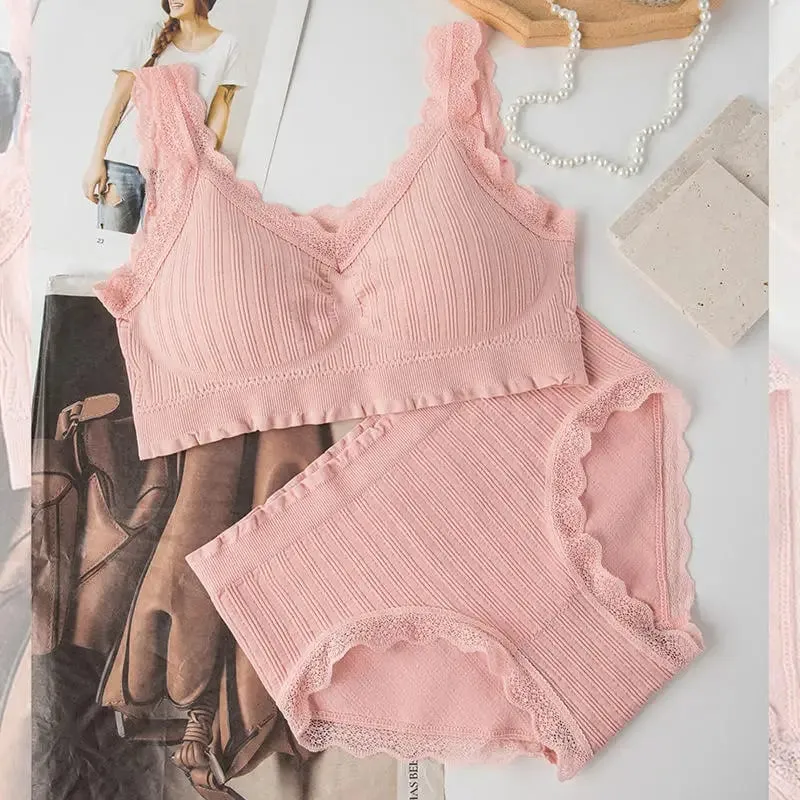 2025 Seamless Lace Back Bra Set U-Shape Sexy V-Neck Women's Underwear Full Cup Fixed Strap Home Clothes No Brand Registered — image 17