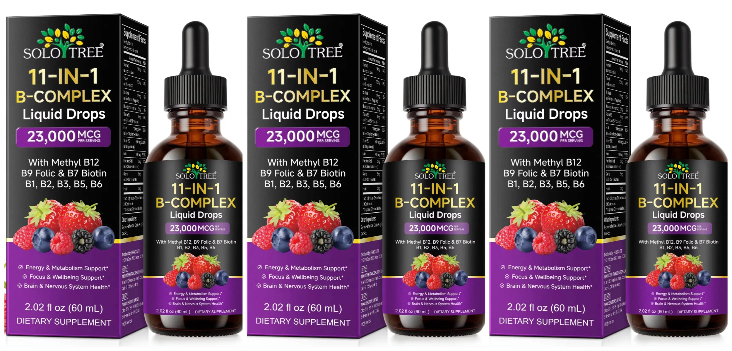 11 em 1 gotas de complexo de vitamina B 23000mcg suplemento líquido oral de vitamina B para suporte diário de energia e bem-estar 30 ml — image 5