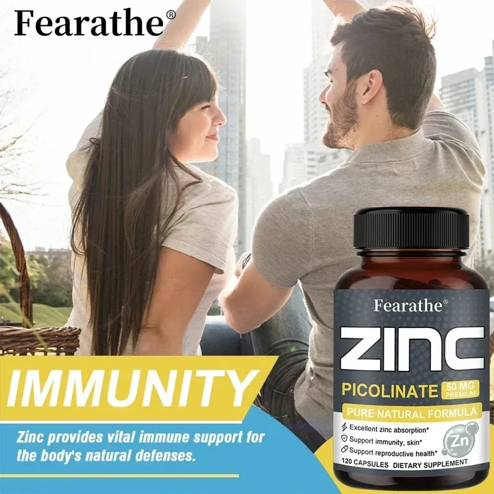 Capsules de zinc 50 mg - Supplément de soutien immunitaire antioxydant naturel pour les cheveux, les ongles et la peau unisexe — image 2
