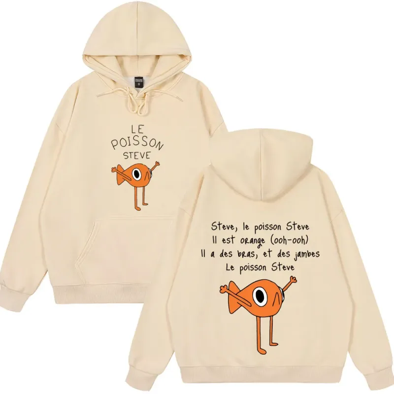 2025 Funny Fish Le Poisson Steve T Shirt Memes Cartoon Print Hoodies Spring Winter Style Fleece Hoodies Funny Couple Streetwears — image 4