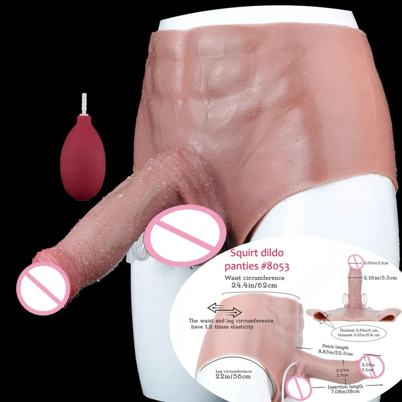Black Nude Strapon Malaking Makatotohanang Ejaculation Dildo Silicone Squirting Panties Na May Simulated Solid Penis Sex Toy Para sa mga Babae — image 43