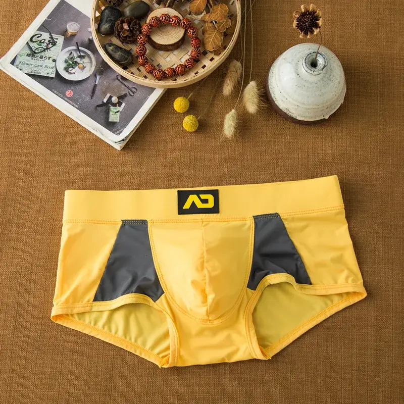 Cueca masculina de seda com leite de ângulo plano, confortável e adequada para a pele, respirável, sedosa, suave, secagem rápida, boxers baixos — image 9