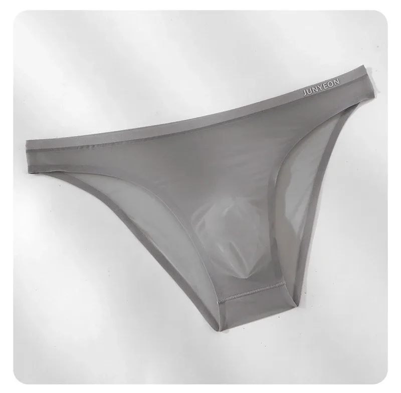Sem costura de secagem rápida cuecas masculinas cor sólida seda gelo ultra-fino cuecas sexy respirável 3d bolsa calcinha — image 18