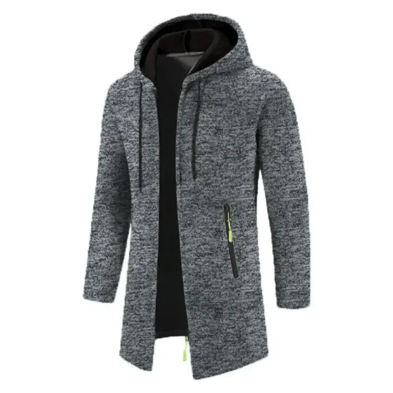 Novo masculino manga longa camisola com capuz para homens com zíper sweatshirts oversize streetwear quente cor sólida outono jaqueta com capuz — image 6