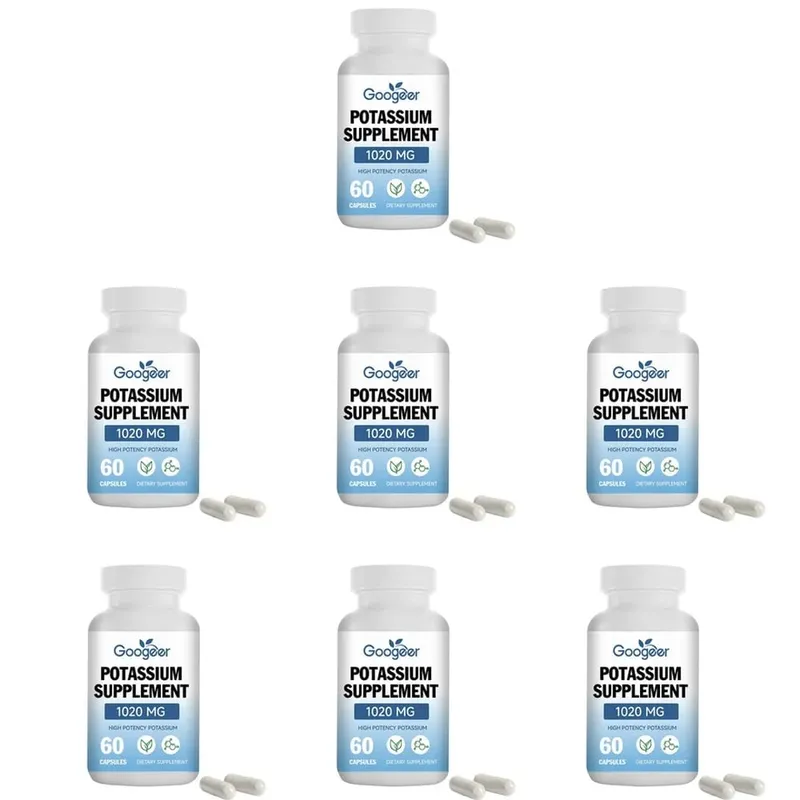Cápsulas de suplemento de potássio Googeer para suporte diário de lacuna mineral 1020 mg equivalente a nível de potássio estável 60 cápsulas — image 13