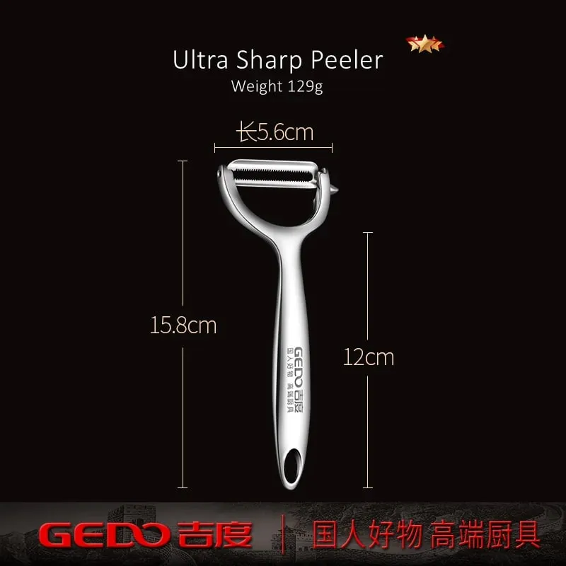 LFGB Certificated Pure 304 Stainless Steel Peeler Ultra Sharp Blade Fruit and Vegetable Zester Family Kitchen Peeling Tool