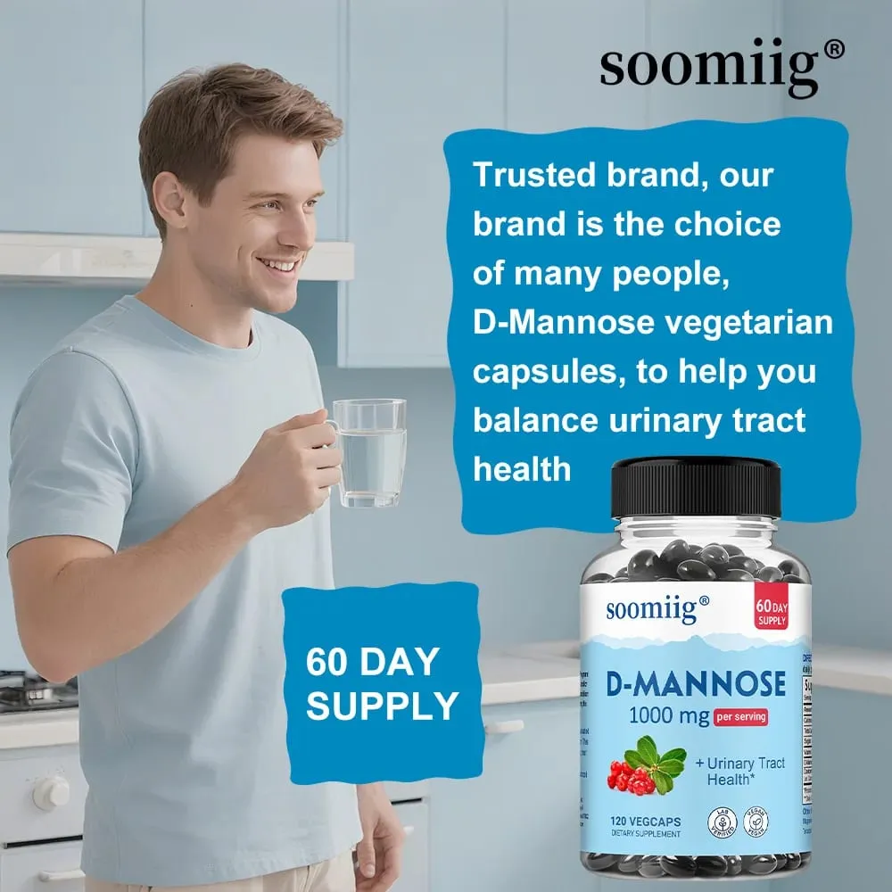 D-Mannose 1000mg Capsules with Cranberry - Supports Urinary Tract and Bladder Health Promotes Digestive Health - 120 Capsules — image 2