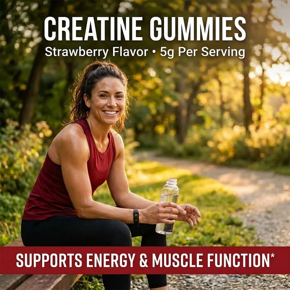 Creatine Monohydrate Gummies 5000mg Pre & Post Workout Support for Muscle Strength & Recovery Build Muscle Mass Vegan — image 5
