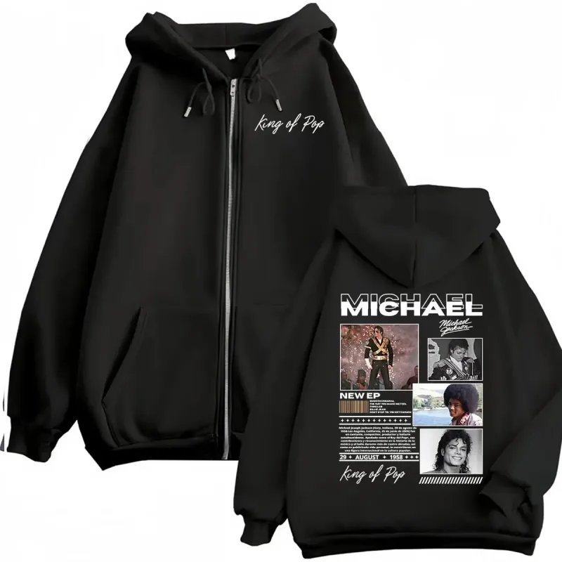 King of Pop Michael Jackson Bad Era Zipper Hoodie Men Women Harajuku Streetwear Jacket Sweatshirt Fleece Casual Zip Up Pullovers — image 15