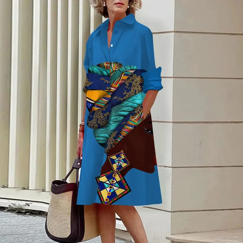 Verão novos vestidos femininos moda personagem arte padrão solto tamanho grande casual temperamento commuter irregular saia longa topos — image 9