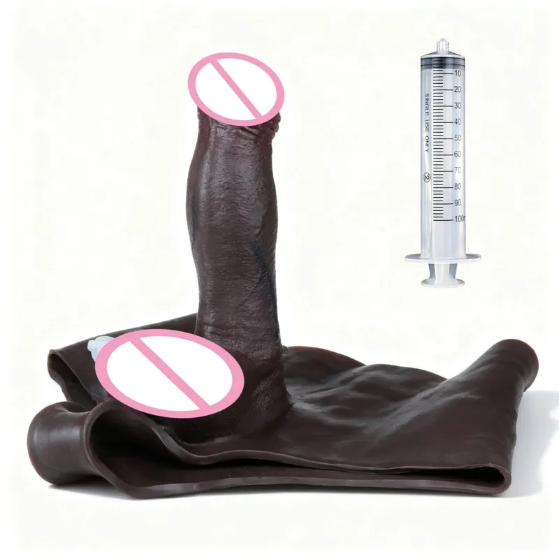 Black Nude Strapon Malaking Makatotohanang Ejaculation Dildo Silicone Squirting Panties Na May Simulated Solid Penis Sex Toy Para sa mga Babae — image 42