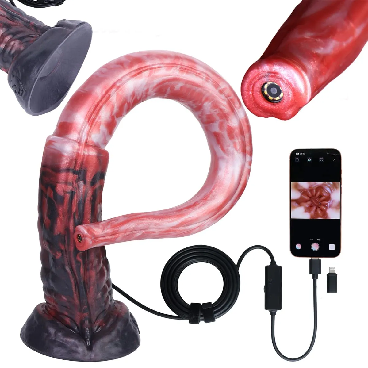 Plugue anal longo de silicone com função de endoscópio inteligente, ponto G, estimulação profunda, brinquedos sexuais, câmera, luz de LED, exploração corporal — image 1