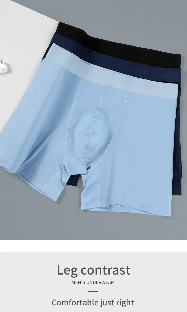 Roupa íntima esportiva masculina de seda gelo verão fino anti-desgaste perna correndo respirável tamanho grande estendido anti-desgaste virilha boxer br — image 6