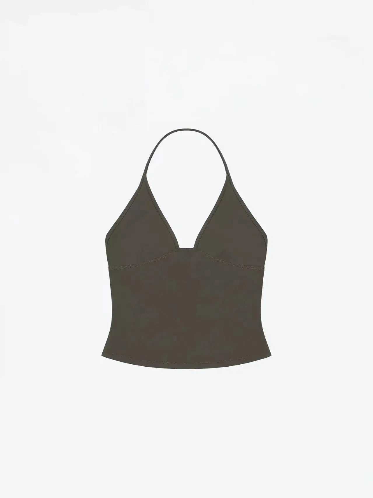 Tank Vest Deep V Halter Solid Color Basic Sleeveless Top Soil Brown Camisole — image 6