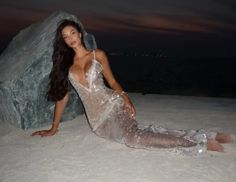 Sequins Lace Splicing Dress Women's Sexy V-veck Shiny Sleeveless Backless Sling Dresses 2026 Spring Summer New Ladies Beach Robe