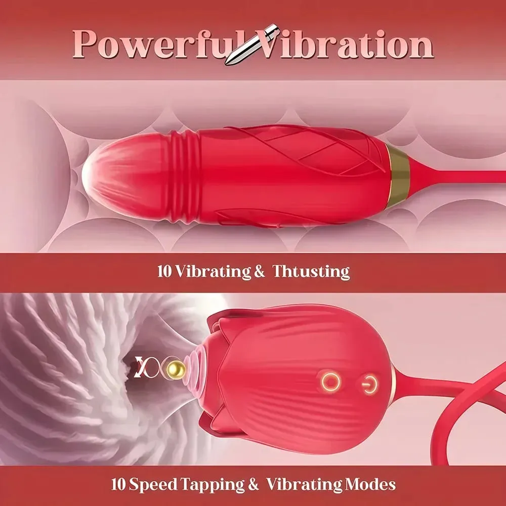 Telescopic Thrusting Sucker Vibrator for Women Rose Sucking Clit Stimulator Dildo Licking Vagin Anal Massager Sex Toys Couples — image 6