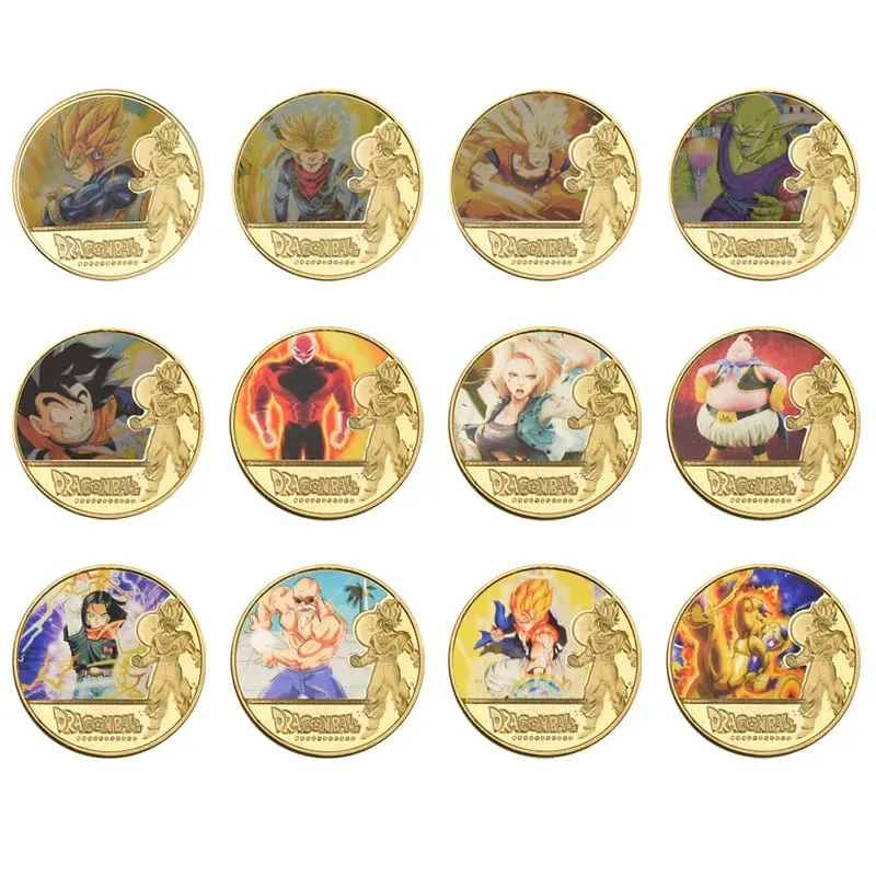 Dragon Ball Banhado A Ouro Moeda de Ouro Son Goku Vegeta Moedas Comemorativas Crianças Clássico Anime Periféricos Coleção Brinquedo Lembrança — image 3