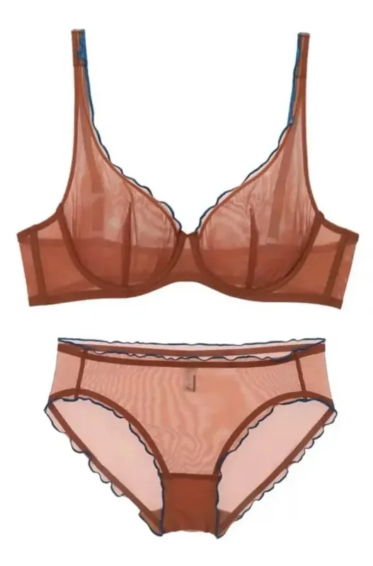 European Luxury Lingerie Set Full Cup Sheer Ultra Thin Bra & Panty Set Sexy Comfort for Women Large Small MOYISU Sexy Tushy S-XL — image 17