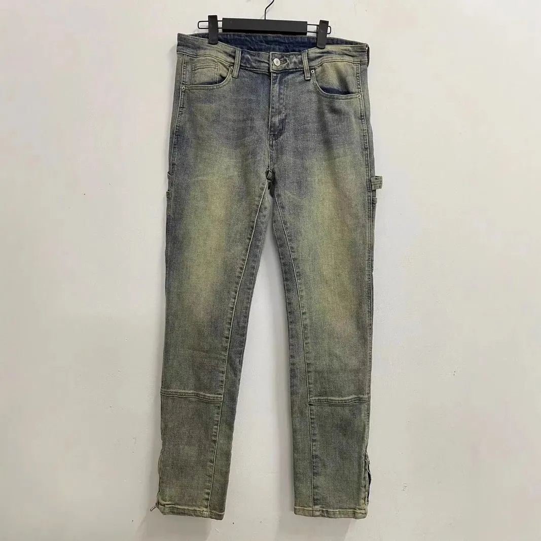 European American New Fashion Men's Solid Color Loose Straight Simple Basic Denim Trousers Mlae High Street Jeans Pants Clothes — image 2