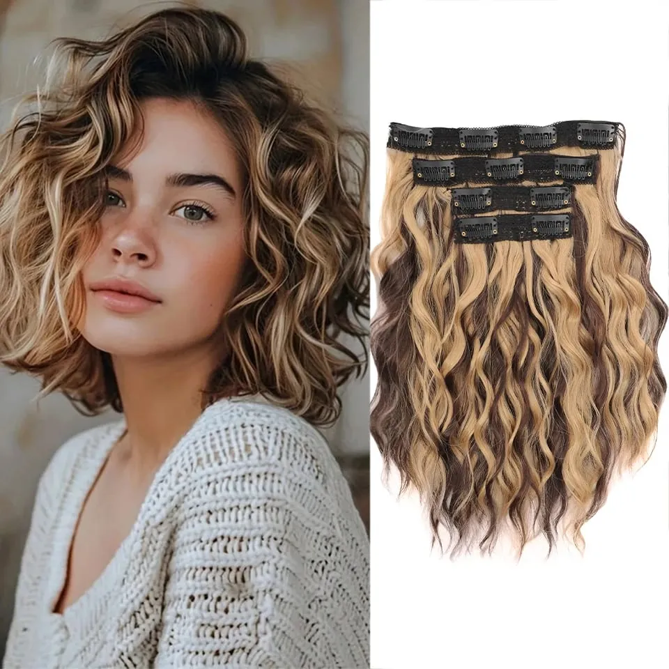 12 inch Four Piece Water Ripple Short Roll Clip Hair Extensions Suitable For Women's Daily Gatherings Gestivals And Celebrations — image 16