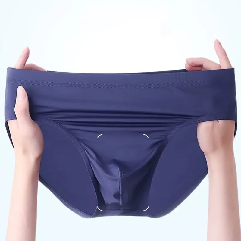 2 pçs grande bolsa de náilon cuecas masculinas cuecas de seda gelo masculino sem costura cuecas de cintura baixa calcinha fina plus size — image 5