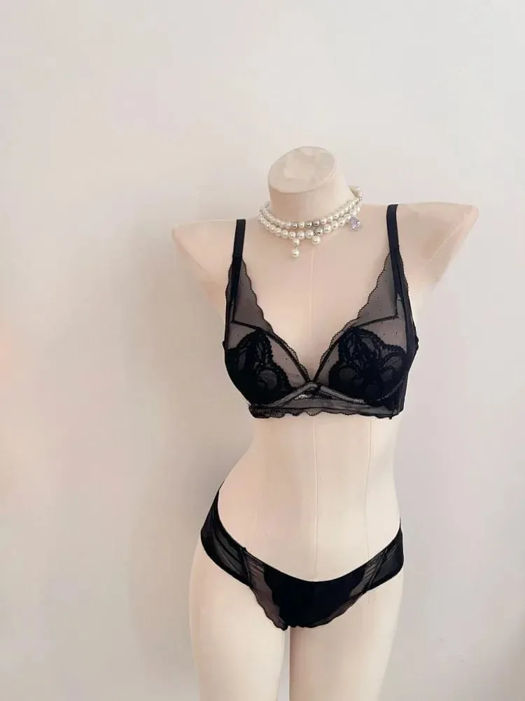 French Style Soft Lace Wireless Bra Set Women Push Up Small Breast Lift Full Cup Sexy Adjustable Comfort Lingerie Set Daily Wear — image 3
