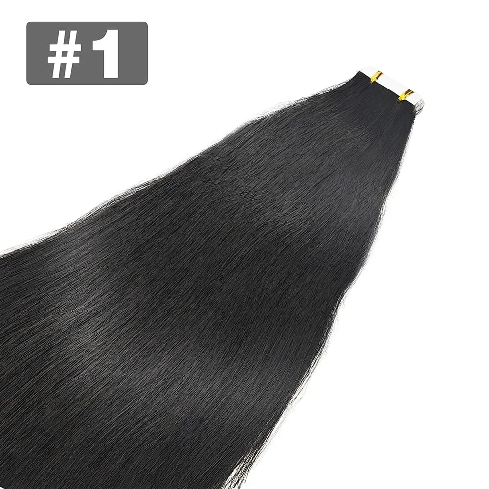 Straight Tape In Hair Extensions Natural Black 26 Inch Adhesive Invisible Brazilian Remy 100% Human Hair Tape Ins 50G/20Pcs/Pack — image 8
