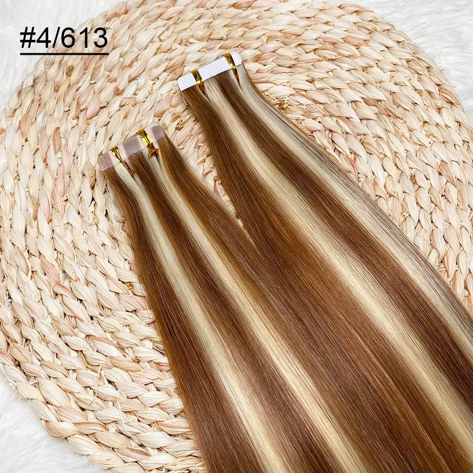 Blonde Seamless Tape in Hair Extensions Human Hair Skin Weft PU Tape on 20 PCS 18'-30' Length Easy Installation Hair Extensions — image 24