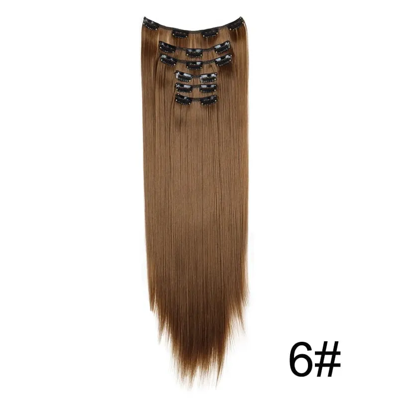 24Inch Synthetic 6pcs/set Long Straight Hair Extension Increasing Volume Extending Soft Comfortable Hairpiece for Women — image 15