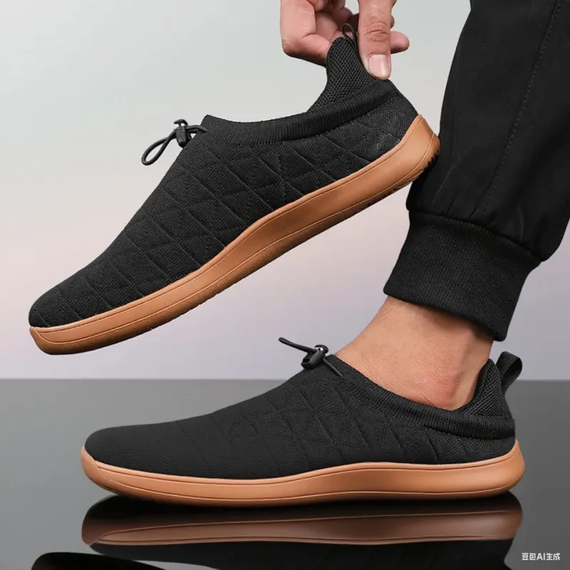 Minimalist Grey Sports Shoes with Slip in Shoe Soles - Men Women Elastic Thick Sole Comfortable Shoe Suitable for Daily Walking — image 7