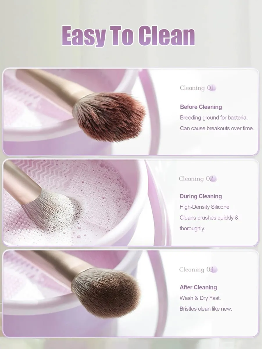 Miska na čištění štětců na make-up Univerzální mycí stojan na sušení a skladování štětců Jemný nástroj na čištění štětců, houbičky a mixéry — image 3